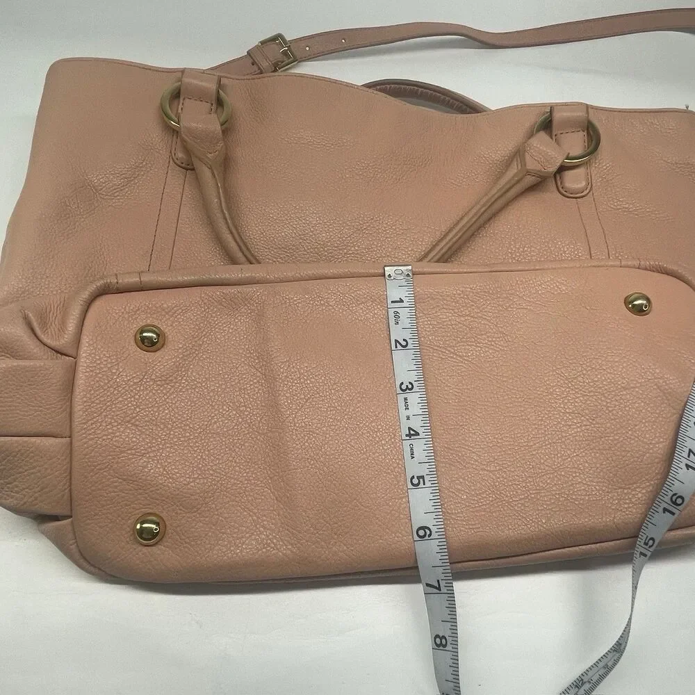 Got It Love It GILI Peach Genuine Pebbled Leather Roma 2 Leather Tote w/ Tassel